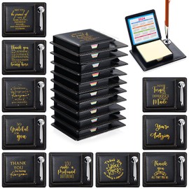 Tenceur Appreciation Sticky Note Holder, Appreciation Gifts Bulk for Employees Coworkers Teacher,Thank You Gifts Sticky Notes Pen Holder with PU Leather Box for Office Team Nurse Gifts(10 Pcs)