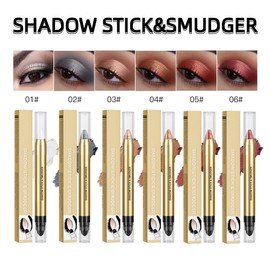 Shimmer Eyeshadow Sticks Set for Eyes, KXAMELIE Eye Brightener Stick mit Double End Brush Metallic Eyeshadow Pen Crayons Smudger Cream Eye Shadow For Women Eye Makeup 6 Pcs