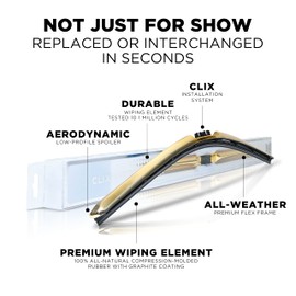 Clix Wipers - 22" Gold Chrome Automotive Replacement Wiper Blade (Pack of 1) Universal Clip On All-Weather Flex Frame Windshield Wiper
