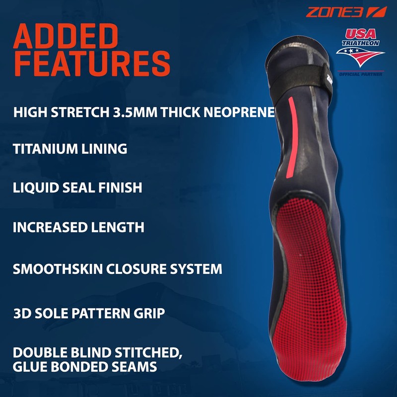 ZONE3 Neoprene Heat-Tech Warmth Swim Socks For Men Women Kids/High