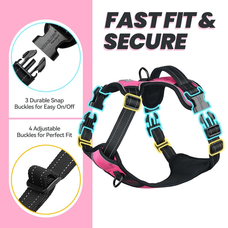 VIVAGLORY Dog Harness Easewalk No Pull Dog Harness with Handle