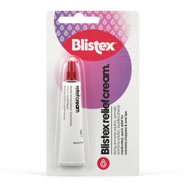 Blistex Relief Cream, soothing protective lip cream, medicated lip treatment for cracked and sore lips, 5g, White