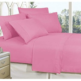 Mattrest ® Luxury Silky Soft - Wrinkle Resistant 1500 Thread Count Egyptian Quality Super Soft Fade Resistant 4-Piece Bed Sheet Set, Deep Pocket, King Light Pink