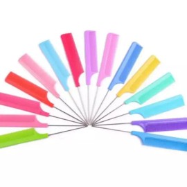 OD6HeMSpekpV 꼬리빗 4개 철 4 Piece Metal Tail Comb [Pink 4 pcs 00184WT]