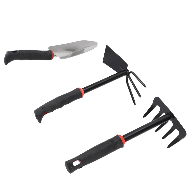 3PCS Garden Tool Set Iron Stainless Steel Five Teeth Rake