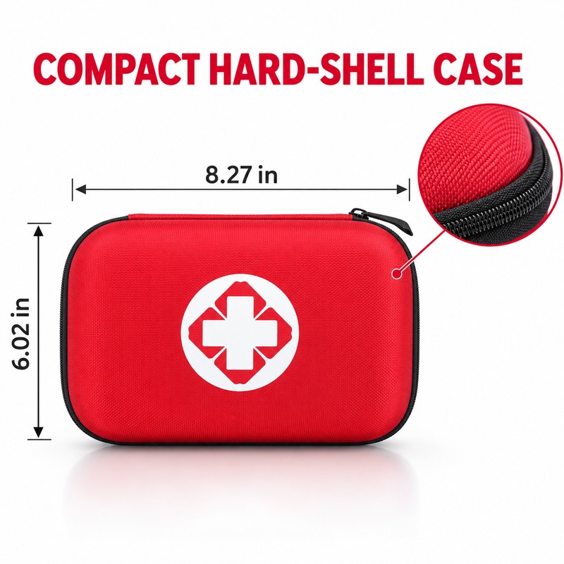 15-Piece First Aid Kit with Hard Shell EVA Case –