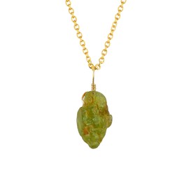 Real Peridot Rough Crystals Pendant Necklace Gemstone Natural Raw Crystals Healing Crystals, Birthday Gift for her, Gold Plated Jewelry 18 inch