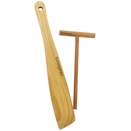 Kuchengerate 3.5 inc Crepe Spreader and 12 inc Wooden Spatula Turner Crepe Maker Set - T Shaped Structure - Handmade Natural Beech Wood - No Paint No Polish