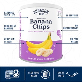 Augason Farms Sweetened Banana Chips Can, Emergency Food Supply, Everyday Meals, 31 Servings (Packaging May Vary)