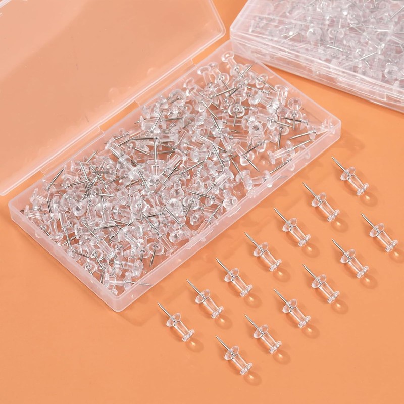 Push Pins 100 pcs Thumb Tacks Clear Push Pins Map,