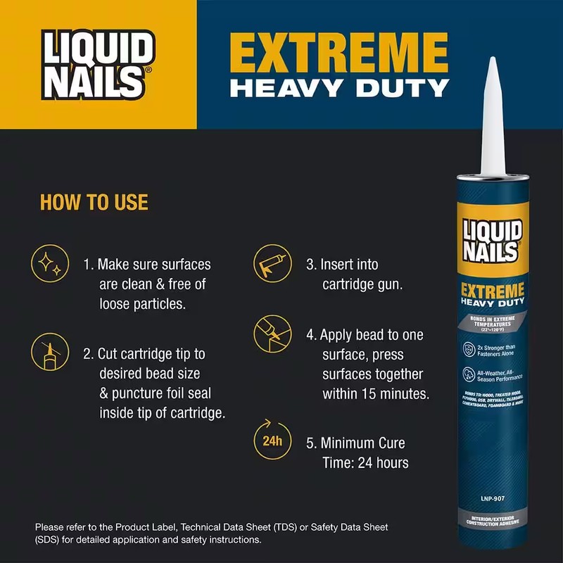 Liquid Nails Extreme Heavy Duty 10 oz. White Interior and