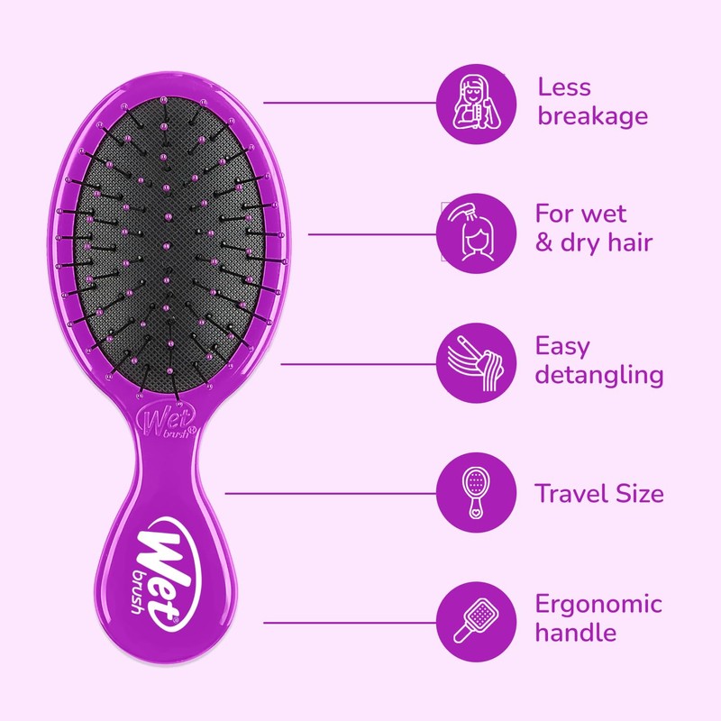 Wet Brush Mini Detangler Hair Brush, Pink - Detangling Travel