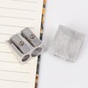 4 pieces silver double hole pencil sharpener, magnesium pencil sharpener,