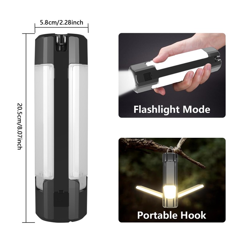 Topabol Solar Camping Lantern,Foldable USB Rechargeable LED Outdoor Camping Light