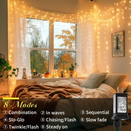 YEGUO 165ft 500 LED String Lights Indoor, Warm White Christmas Lights Outdoor Waterproof, Clear Wire Twinkle Tree Light Plug in for Bedroom Wedding Party