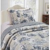 Brilliant Sunshine Blue Toile in Beige and Ivory Patches, 2-Piece
