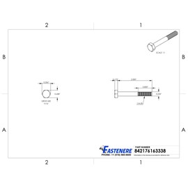 1/4-20 x 2" Hex Head Cap Screw Bolts, External Hex Drive, Stainless Steel 304, Partially Threaded, Stainless Steel, Quantity 100 by Fastenere