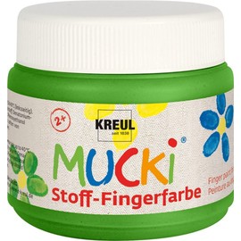 KREUL 28105 - Mucki leuchtkräftige Stoff - Fingerfarbe, 150 ml in grün, auf Wasserbasis, parabenfrei, glutenfrei, laktosefrei und vegan, optimal für die Anwendung mit Fingern und Händen