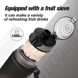 Binudum Drinking Bottle, Leak-Proof Sports Water Bottle with Time Marking, BPA-Free, Tritan Water Bottle, Lightweight, Reusable, Robust, Sports Bottle for Fitness, Bike, Yoga, Outdoor, School