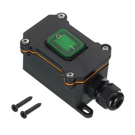 sourcing map Toggle Switch Rocker Button Inline Cord Switch DPST ON-OFF IP65 Waterproof with Green Rocker Button AC125-250V 16-20A for Outdoor Electrical Appliances