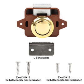 Push Button Latch Push Door Lock Button Latch Lock Motorhome Furniture Cabinet Push Button Latch Door Lock Rotary Knob Lock for Campers, Caravans, RV, Yachts, Boats (5 Pack Brown)