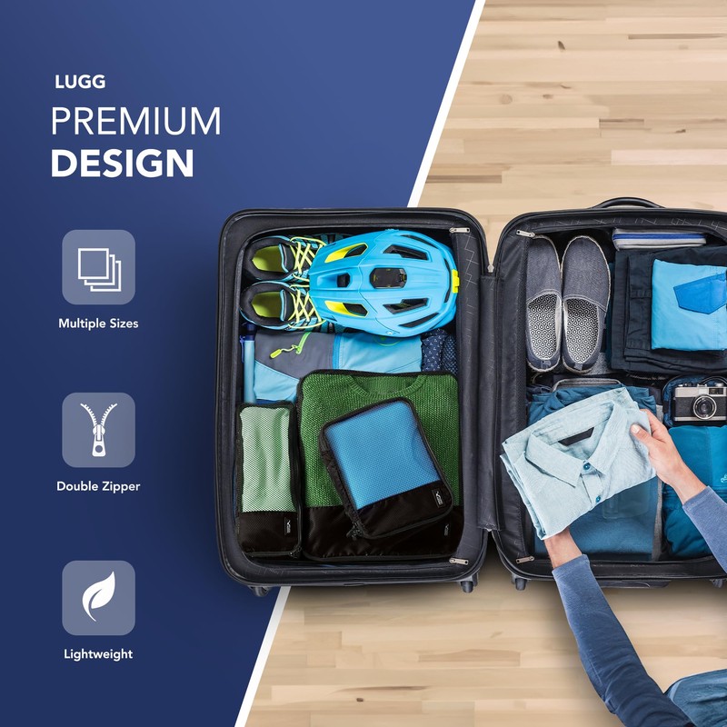 LUGG Lightweight Packing Cubes Set – Durable Polyester Travel Organizers,