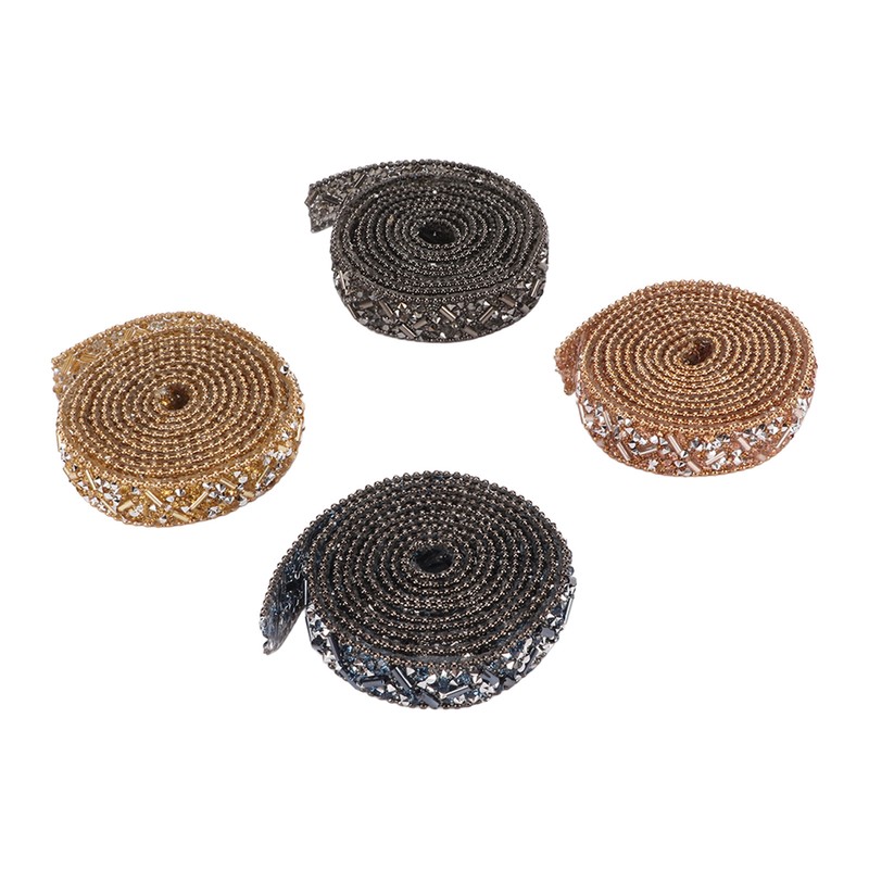 4Pcs Crystal Rhinestone Ribbon Self Adhesive Cuttable Shiny Rhinestone Ribbon