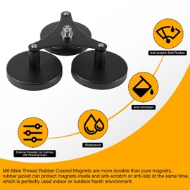 Triple Magnetic Antenna Mount - Heavy Duty Magnetic Base GNSS Mounting System with 5/8" x11 Thread for Survey Base, Vehicles & Pipeline Survey | 120lb Pull Force, Spring-Adjusted Design