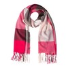 camel active Women's Soft Woven Scarf with Checked Pattern, Pink-Grey