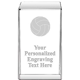 Volleyball 3.5" Signature Crystal Award, Customized Volleyball Crystal Trophy, Add Your Own Text to Your Award, Prime