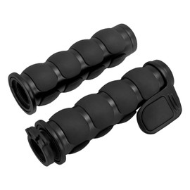 1 inch Handlebar Grips with Throttle Assist Pad 25mm Aluminum Cable Throttle Hand Grips Compatible with Harley Touring Softail Dyna Sportster XL883 1200 XR VRSC (Black)