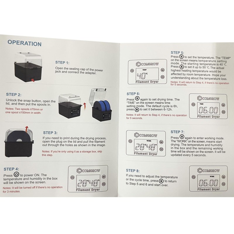 Comgrow 3D Printer Filament Dryer Box, Comgrow 3D Filament Storages,