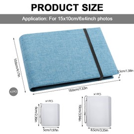 xianzhanEU Pack of 2 Photo Albums for DIY, Linen Photo Album for 100 18.6 x 10.6 x 3.5 Photos, Bring 2 Small Photo Albums, for Families, Wedding, Birthday, Blue