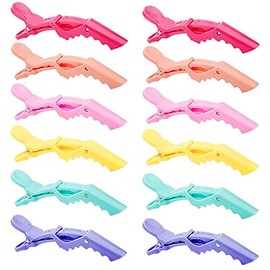 WeforU 12 Pcs Alligator Hair Clips for Styling Sectioning, Salon Hairdressing Clamps Thick Hair Partition Hair Sectioning Clip for Women, Kids, Girls Hair Styling