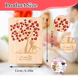 Wooden Wedding Cards for Bride and Groom, Just Married Wedding Day Congratulations Card, Mr and Mrs Wedding Greeting Card with Envelope, Anniversary Card for New Couple Wife Husband (B)