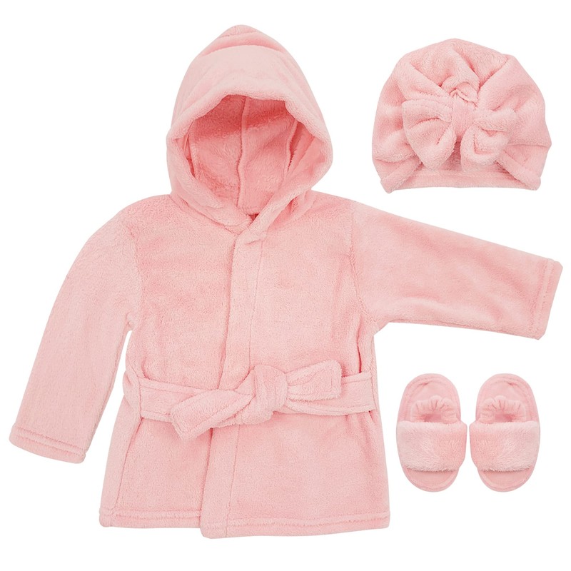 Rising Star Pink Bathrobe Spa Set, Robe, Slippers & Cap