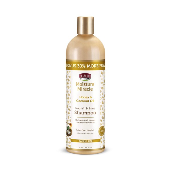 African Pride Moisture Miracle Honey & Coconut Oil Shampoo - Family size,16 oz.