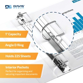 QUICKFIT PRO Heavy Duty Single Touch View Binder, 1", Locking D Ring, White (90010)