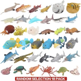 ValeforToy 18 Pack Assorted Ocean Animal, Stretchy and Floating Rubber sea Animals Toy...