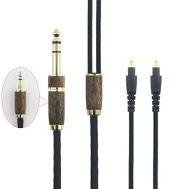 ABLET Replacement Audio Upgrade Cable 6N OCC Copper Silver Plated Cord Compatible with Audio-Technica ATH-MSR7b ATH-SR9 ATH-ESW990H ATH-ES770H Headphone Walnut Wood Shell & 6.35mm Adapter