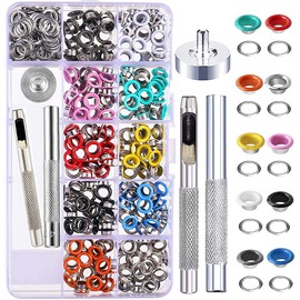 500 Sets Eyelet Set, 5 mm Eyelet Pliers, Metal Eyelets, Grommet Tool Kit, Eyelets with Washers, 10 Colours Metal Eyelets Eyelet Kit with 3 Nozzles Adjustment Tool for Shoes, Clothes, Bag, Canvas -