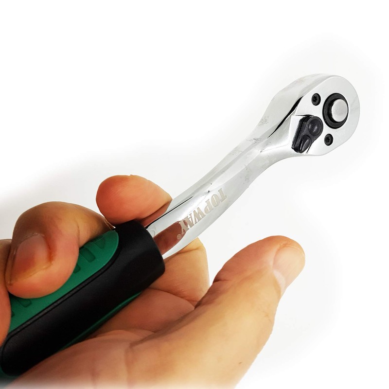 TOPWAY 3/8" Drive Ratchet Handle, 72-Teeth Quick-Released Socket Wrench Handle,