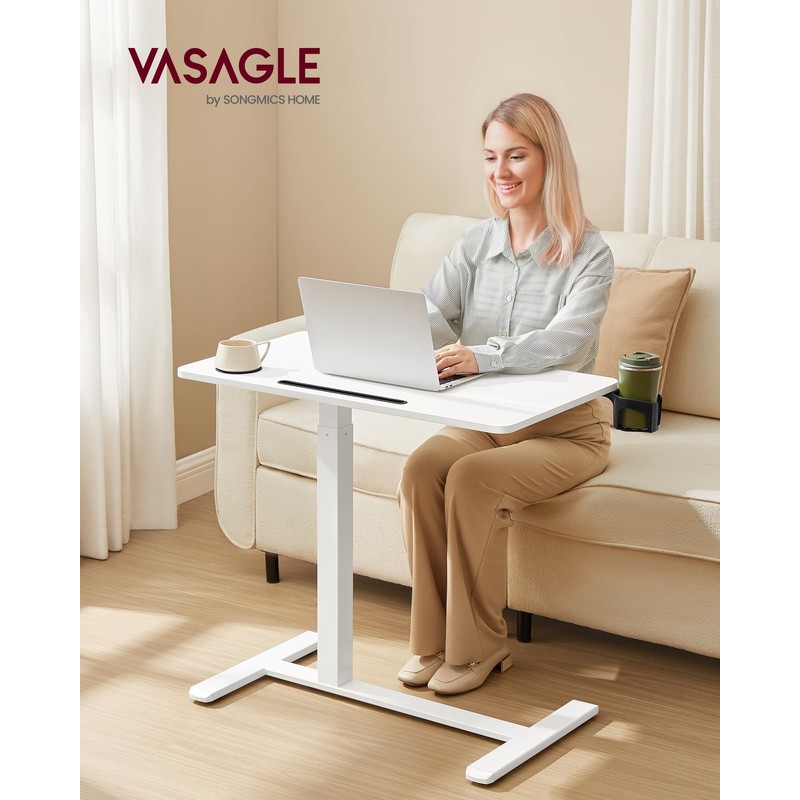 VASAGLE VASAGLE Overbed Table with Wheels, Mobile Standing Computer Desk,