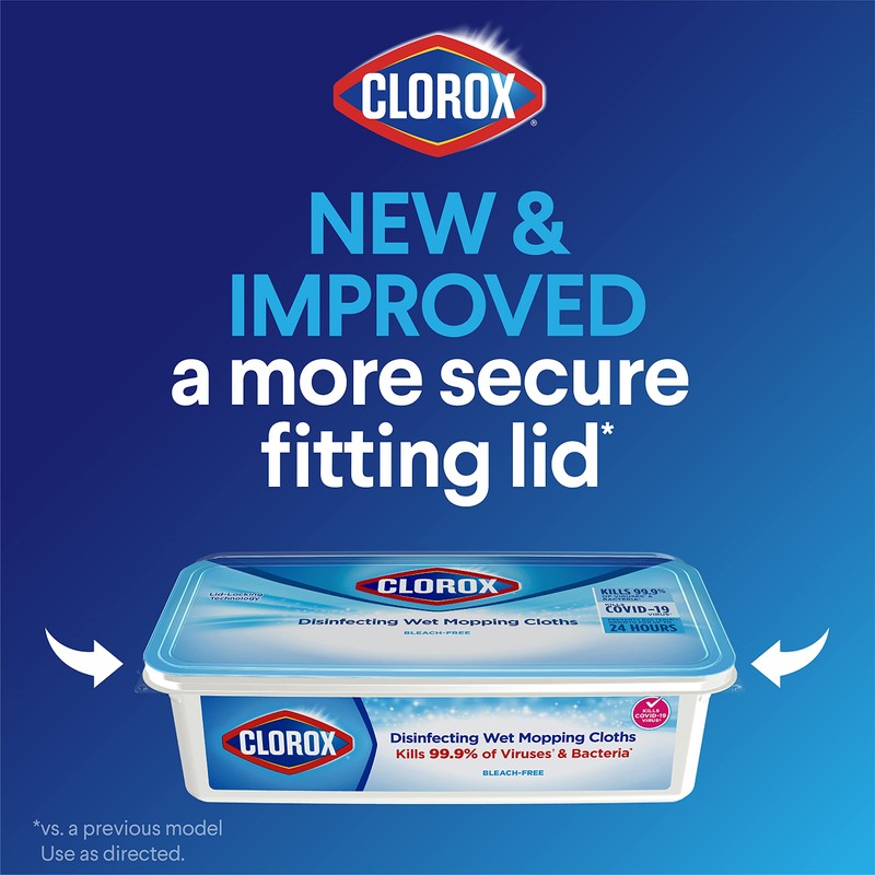 Clorox Disinfecting Wet Mopping Cloths, Rain Clean, 24 Wet Refills