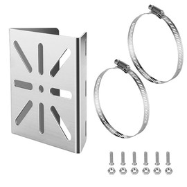Stainless Steel Vertical Pole Mount, Electric Wire Pole Mounting Corner Bracket with 2 Loop Pipe Clamps, Ring Mounting Bracket for Security Camera, Solar Panels