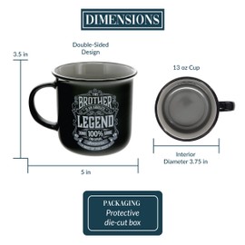 Pavilion Gift Company - Brother Absolute Legend - Ceramic 13-ounce Campfire Double Sided Mug, Brother Mug, Brother Gifts, 1 Count, Black/Gray