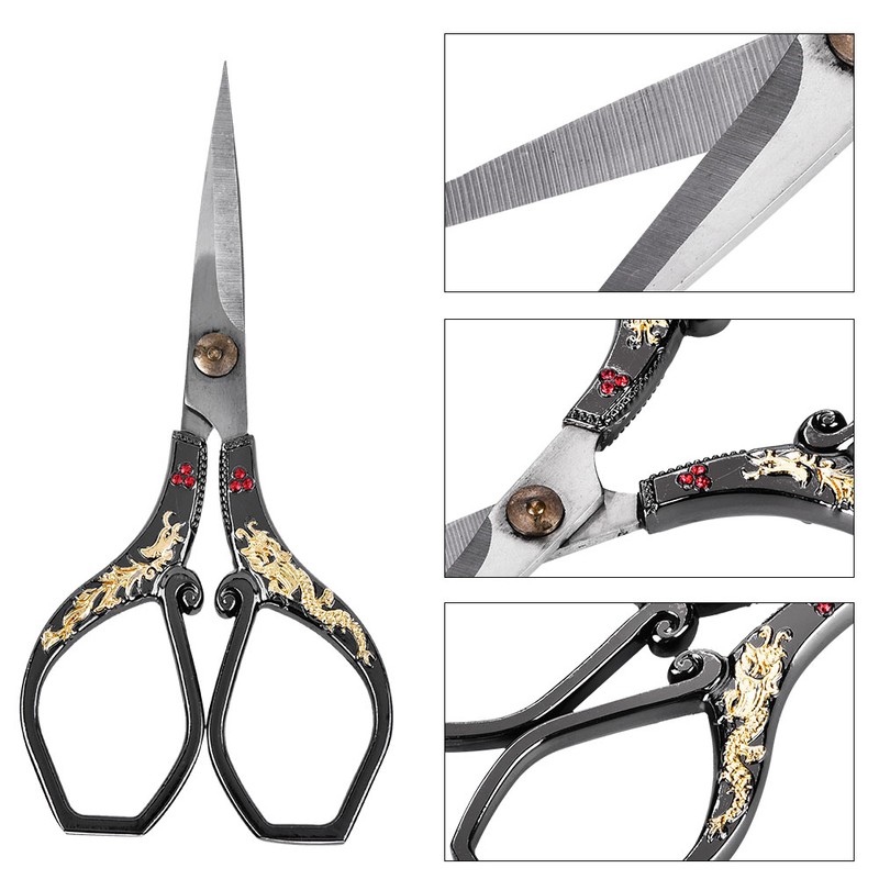 Vintage Stainless Steel Sewing Scissors Classical Cutting Embroidery Crafts Tool