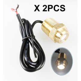 Pactrade Marine 2PCS Boat White LED Brass Drain Plug 1/2" NPT Underwater Light