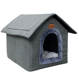 Whiwhi Cat House Cat Cave for Indoor Dog House with Plush Cushion Cat Kennel Foldable Soft Cat Nest 40x35x40cm