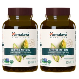 Himalaya Organic Bitter Melon - Herbal Glucose Metabolism Support - USDA Organic, Non-GMO, Vegan, Gluten Free, Additive Free, 660 mg, 60 Caplets (Pack of 2)